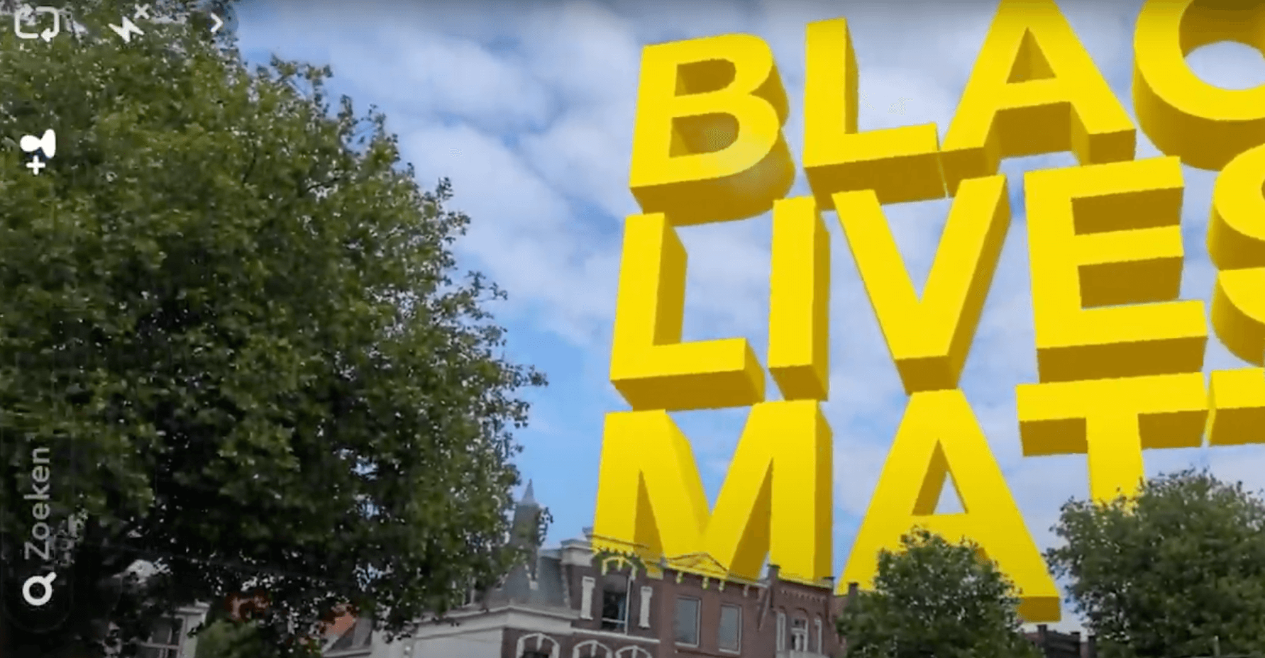 Black Lives Matter lettering displayed by AR